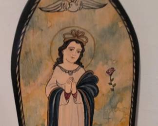 Folk Art Madonna and Child Plaque
