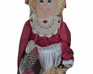 Handmade Scarecrow Doll with Quilted Apron