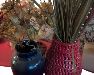 Ceramic Vase Set with Dried Floral Arrangement
