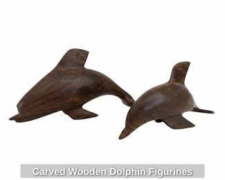 Carved Wooden Dolphin Figurines