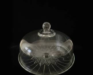 Anchor Hocking Savannah Pattern Glass Cake Stand with Dome Cover