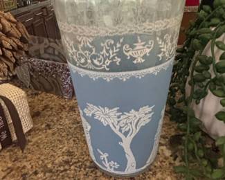 Jeanette Glass Hellenic Blue Jasperware Style Vase