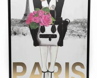 Paris Fashion Illustration Wall Art with Gold Foil PARIS