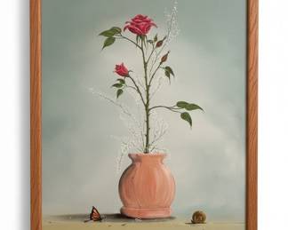 Still Life with Rose, Butterfly, and Snail