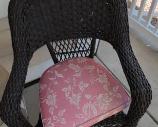 Wicker Patio Chair with Floral Cushion second image