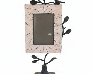 Vintage Metal Photo Frame with Bird and Branch Embellishments