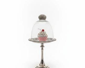Vintage Faux Cupcake Display Dome with SilverPlated Stand and Companion Dome second image