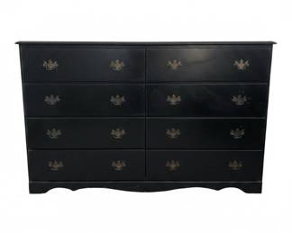 Black Lacquered French Provincial Triple Dresser by Bassett