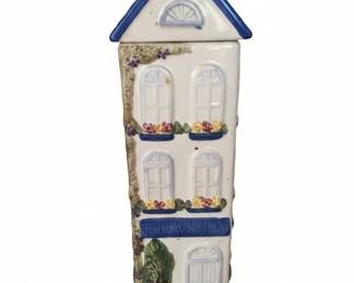 CKAO Ceramic Cottage House Cookie Jar