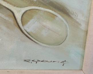 Vintage Tennis Player Painting by S. Spaulding second image
