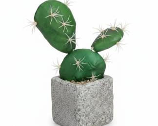 Artificial Prickly Pear Cactus in Stone Pot