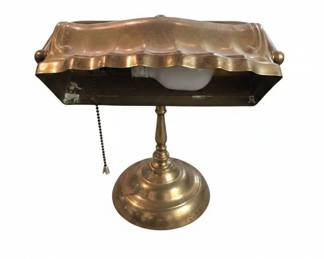 Brass Bankers Lamp with Pull Chain