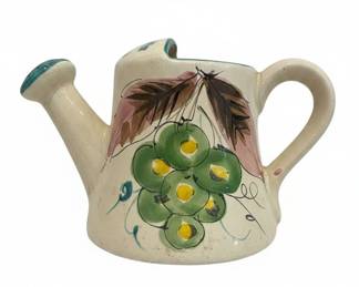 HandPainted Ceramic Watering Can with Grapes Motif  Italian Style