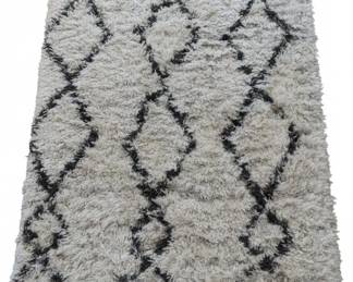 Beni Ourain Style Shag Rug with Diamond Pattern