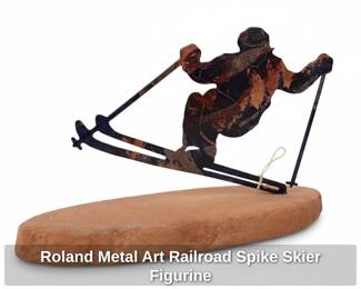 Roland Metal Art Railroad Spike Skier Figurine