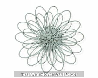 Teal Wire Flower Wall Decor