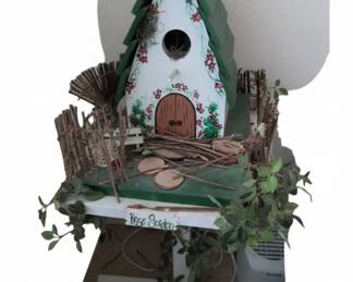 HandPainted Rose Garden Fairy Birdhouse