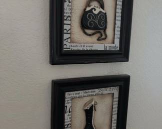 Parisian Chic Framed Wall Art Set Handbag and Boot