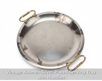 Vintage Kromex Silver Plated Serving Tray with Handles