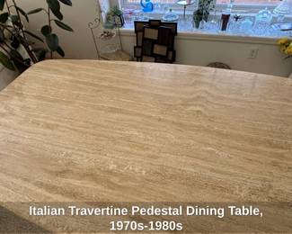 Italian Travertine Pedestal Dining Table, ss second image