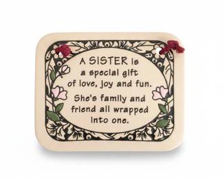 Trinity Pottery My Sister Oval Plaque