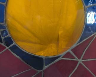 Stained Glass Panel with Spiderweb and Moon Motif second image