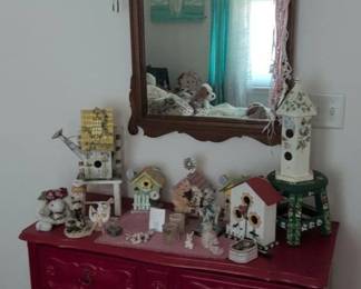 Vintage Red French Provincial Dresser with Mirror