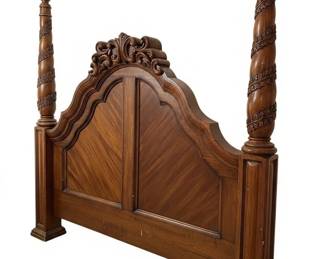 Michael Amini Eden Collection King Size Carved Mahogany Four Poster Canopy Bed second image