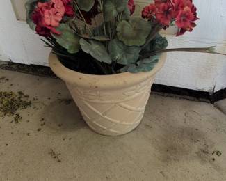 Faux Geranium Plant in Decorative Pot
