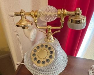 Godinger Crystal and Brass Candlestick Telephone