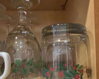 Vintage Libbey Christmas Holly Glasses