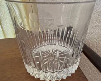 Princess House Crystal Ice Bucket with Etched Floral Design