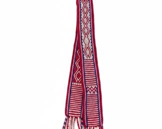 Handwoven Guatemalan Faja Belt with Geometric Pattern and Tassels