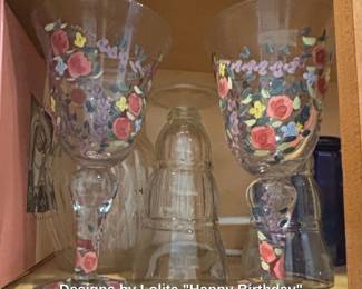 Designs by Lolita Happy Birthday HandPainted Wine Glass