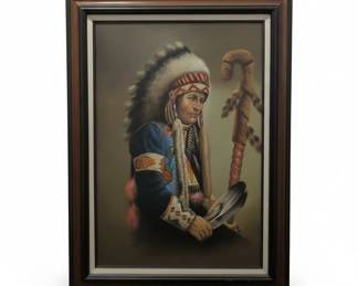 Native American Chief Portrait Painting by Cathy Smith