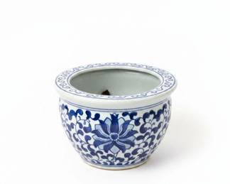 Chinoiserie Blue and White Porcelain Planter Bowl