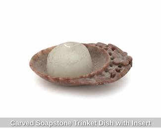 Carved Soapstone Trinket Dish with Insert