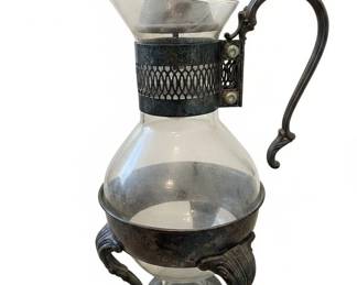 Vintage F.B. Rogers SilverPlated Glass Coffee Carafe with Warming Stand
