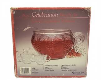 Indiana Glass Celebration Piece Punch Bowl Set