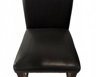 Black Faux Leather Upholstered Bar Stool with Nailhead Trim and Wooden Legs
