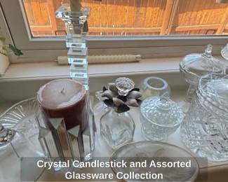 Crystal Candlestick and Assorted Glassware Collection