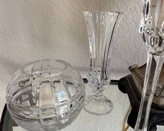 Crystal Vases and Candlestick Set