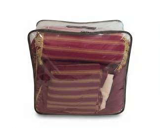 Burgundy and Gold Striped Comforter Set