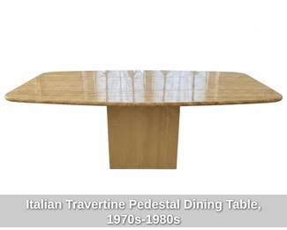 Italian Travertine Pedestal Dining Table, ss