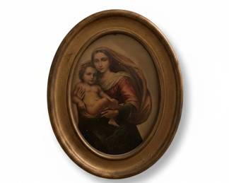 Collection of Three Oval Framed Miniature Portraits Noblewomen and Madonna and Child second image