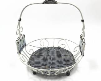 Wrought Iron and Ceramic Tile Fruit Basket