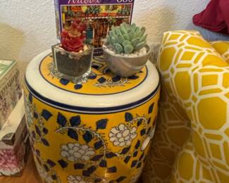 Chinese Ceramic Garden Stool  Yellow Floral