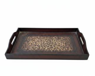 Leopard Print Lacquered Wooden Serving Tray