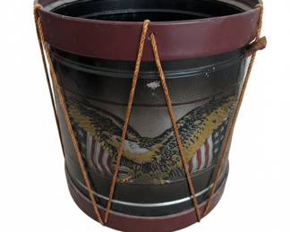Patriotic Eagle Tin Drum Cooler or Waste Bin
