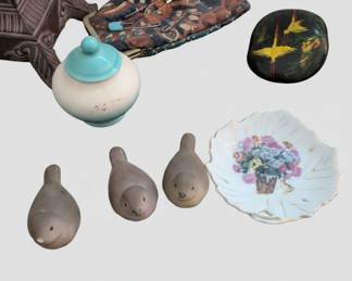 Set of Matte Finish Ceramic Bird Figurines